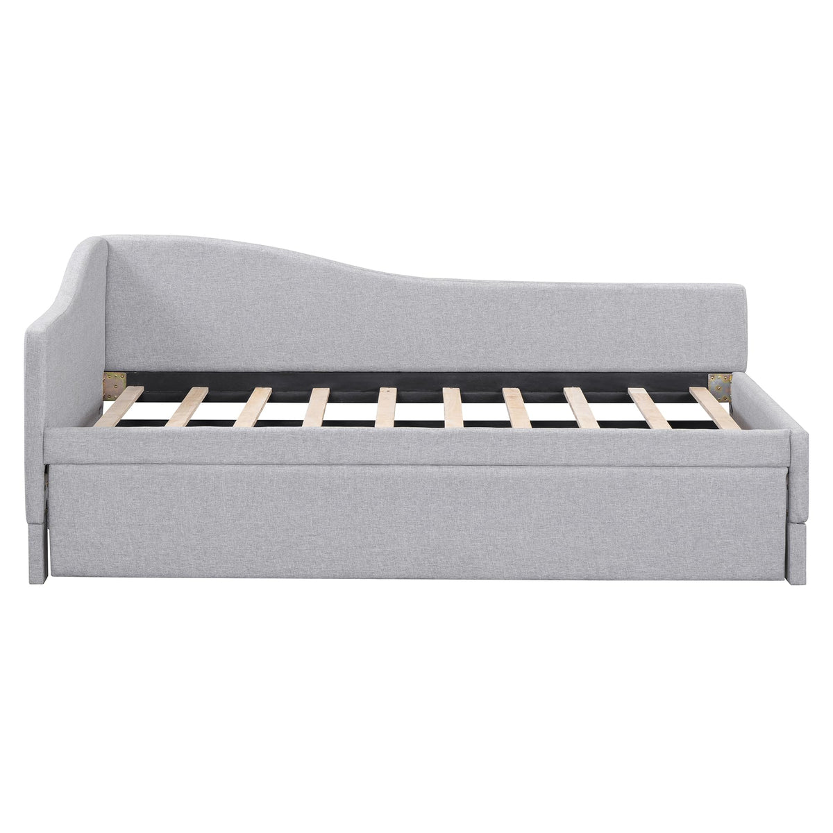 Twin Size Linen Extendable Upholstered Daybed with Pop Up Trundle O61182