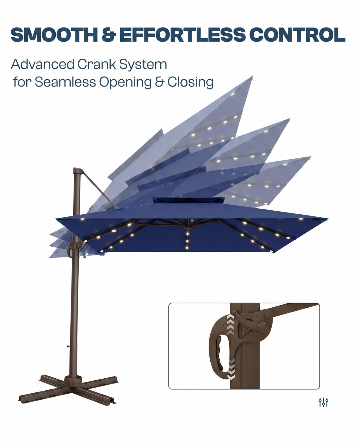 11x11 FT Double-Top Cantilever Patio Umbrella with Lights Q34729