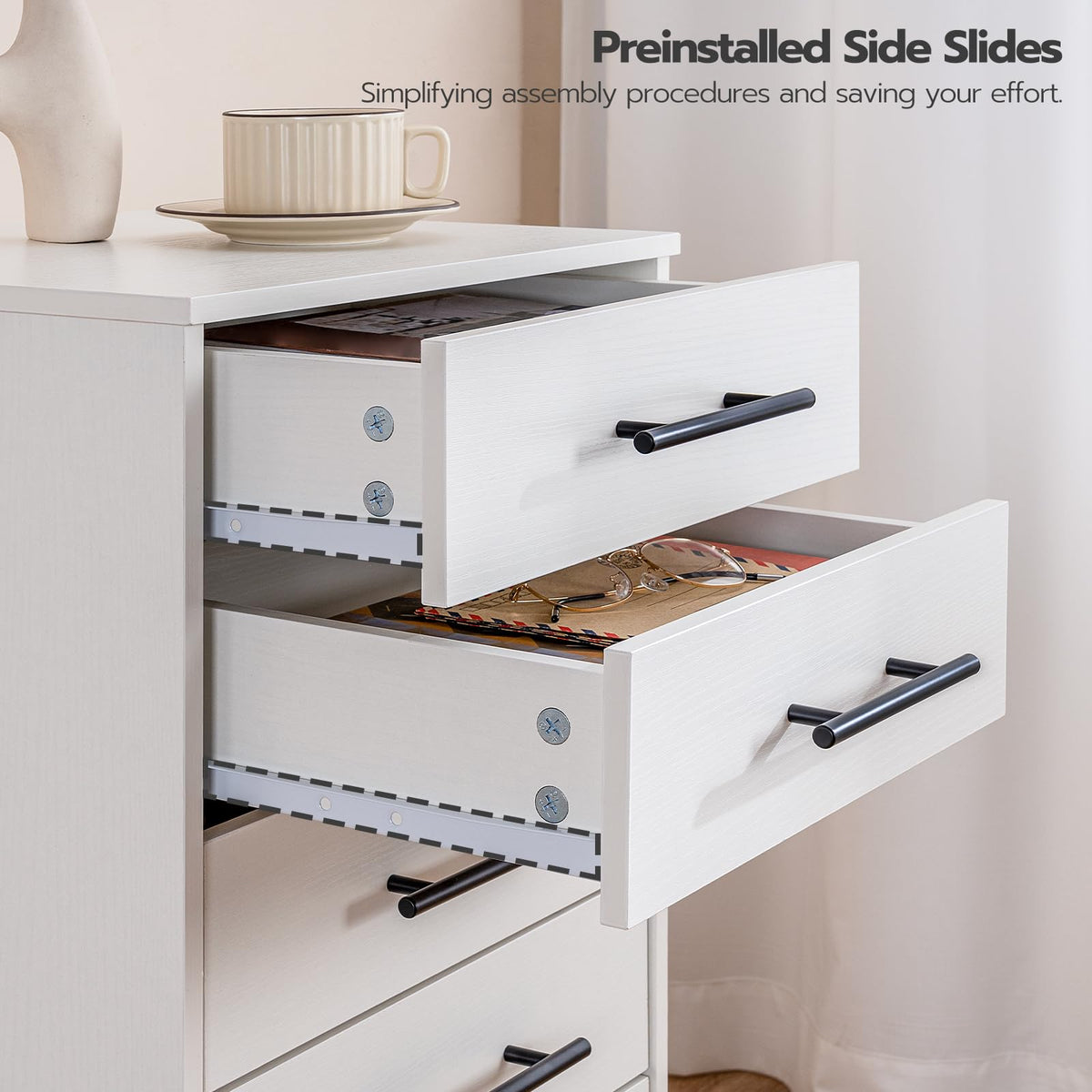 White 7 Drawer Wood File Cabinet Q8848