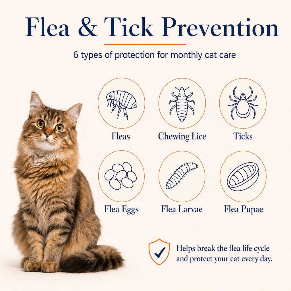 Waterproof Topical Flea & Tick Preventative for Cats, 6 Doses I2689