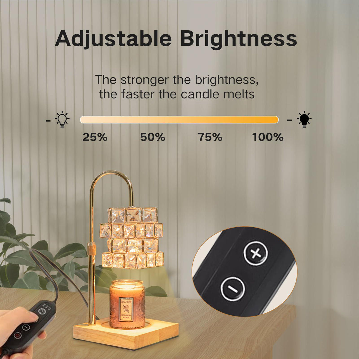 Candle Warmer Lamp with 2 Bulbs, Adjustable Dimmable Amber Glass G82436