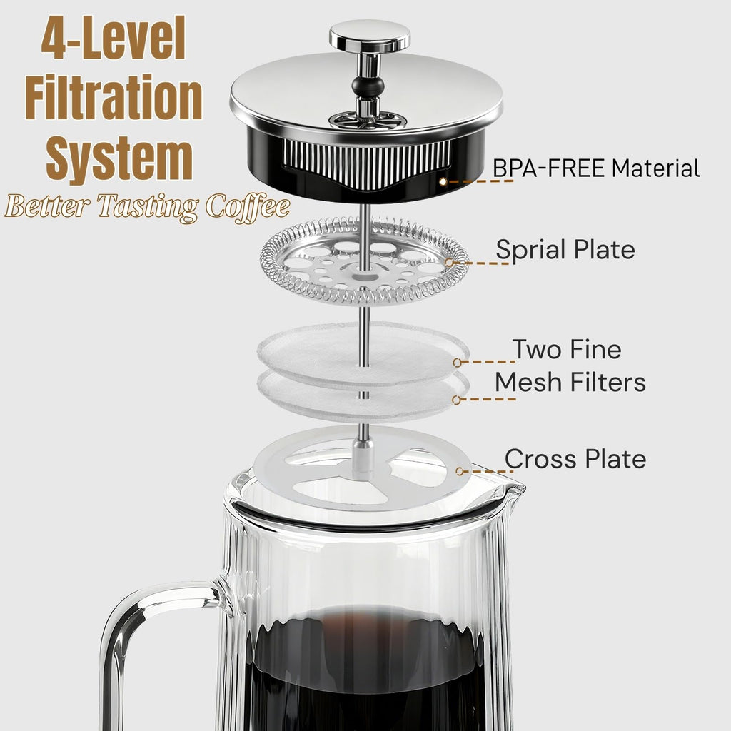 34oz Double Wall Borosilicate Glass French Press Coffee Maker A347