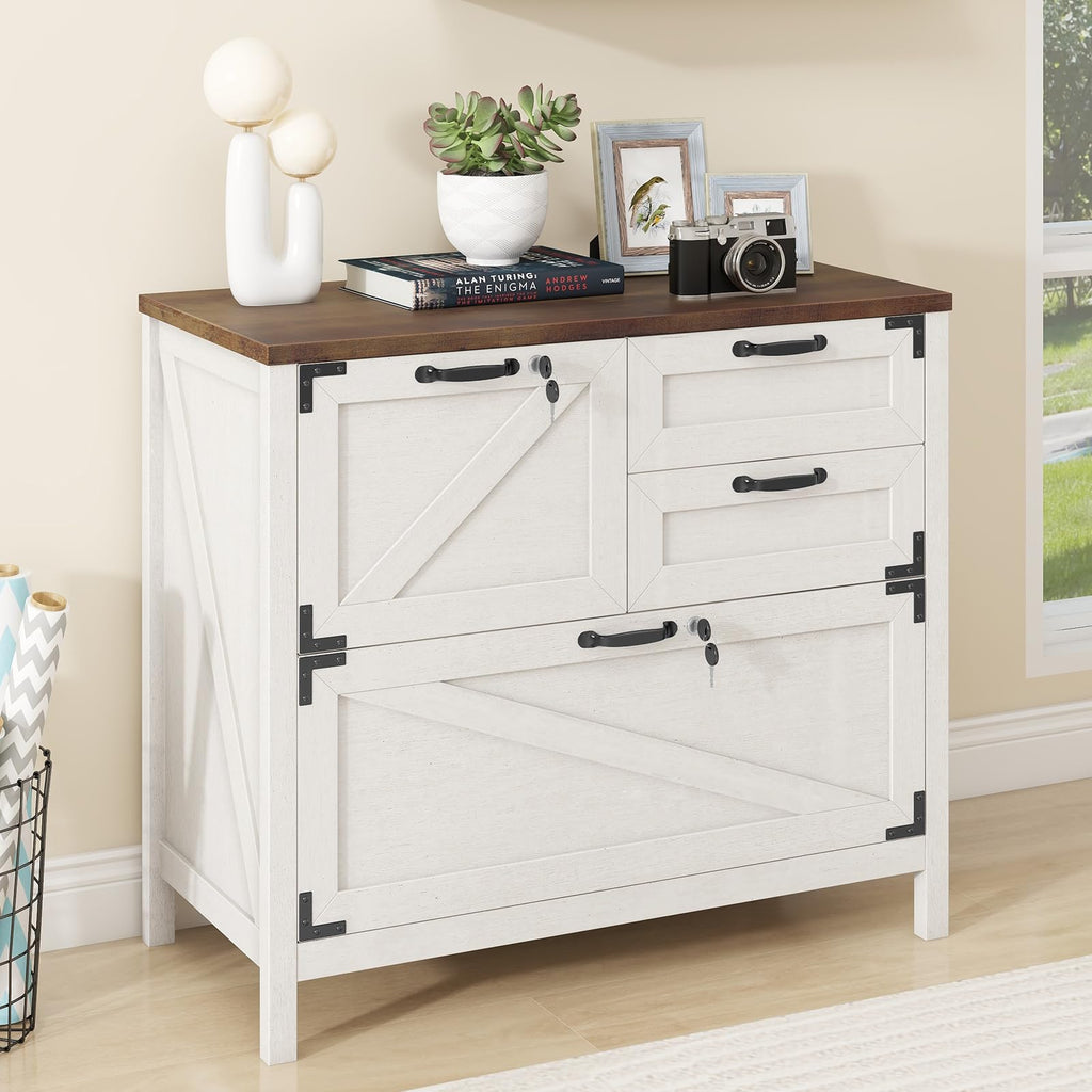 White 4 Drawer File Cabinet with Lock R119837