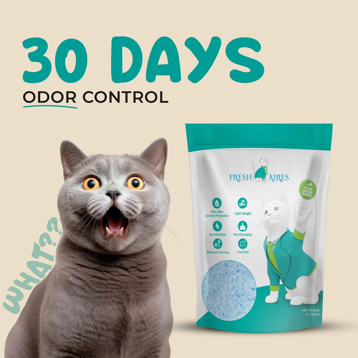 Unscented Lightweight Non-Clumping Crystal Cat Litter U377