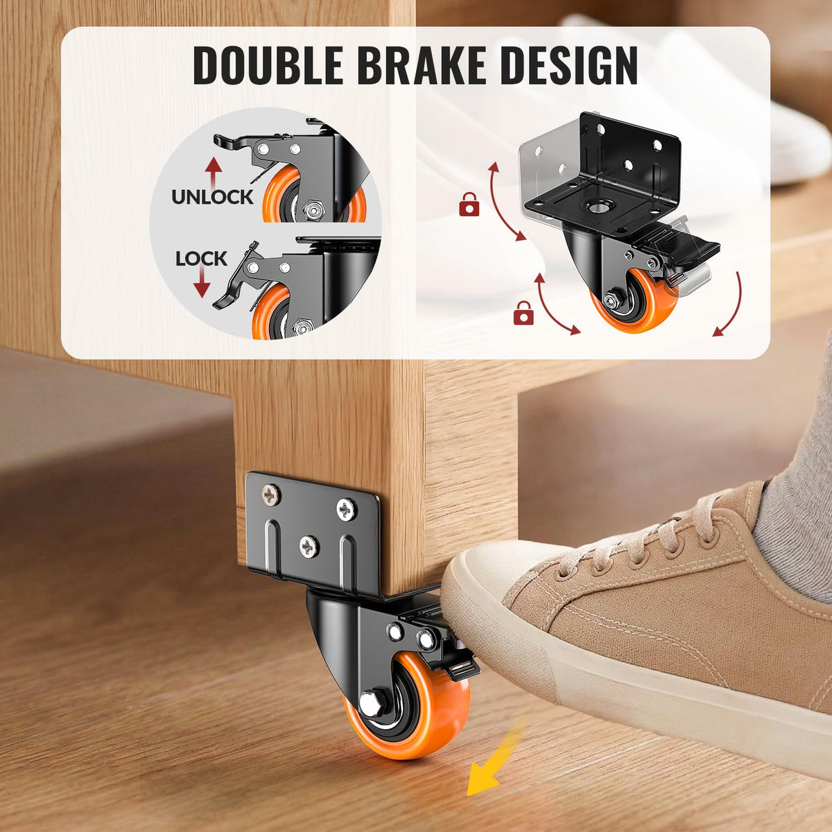2 Inch Side Mount Caster Wheels Set of 4 J5870