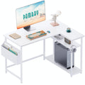 40 Inch L Shaped Computer Desk with Reversible Storage Shelves White M1780
