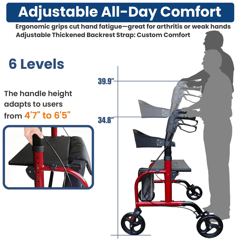 Bariatric Rollator Walker with Wide Seat C828398