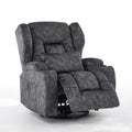 Velvet Gray Swivel Rocker Recliner Chair with Cup Holders F66655