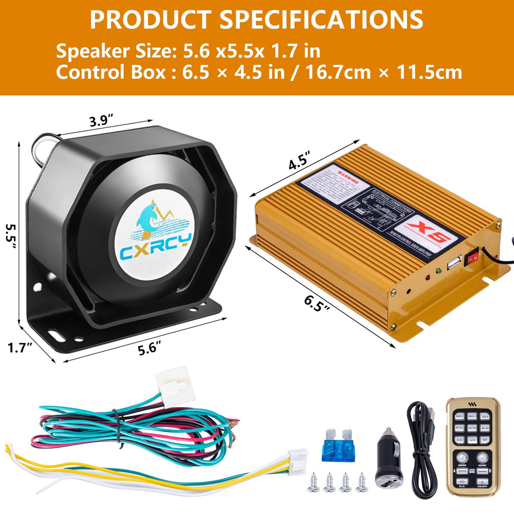 12V 200W Police Siren PA System with Wireless Mic N46472