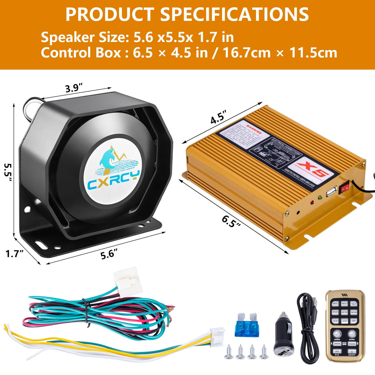 12V 200W Police Siren PA System with Wireless Mic N46472