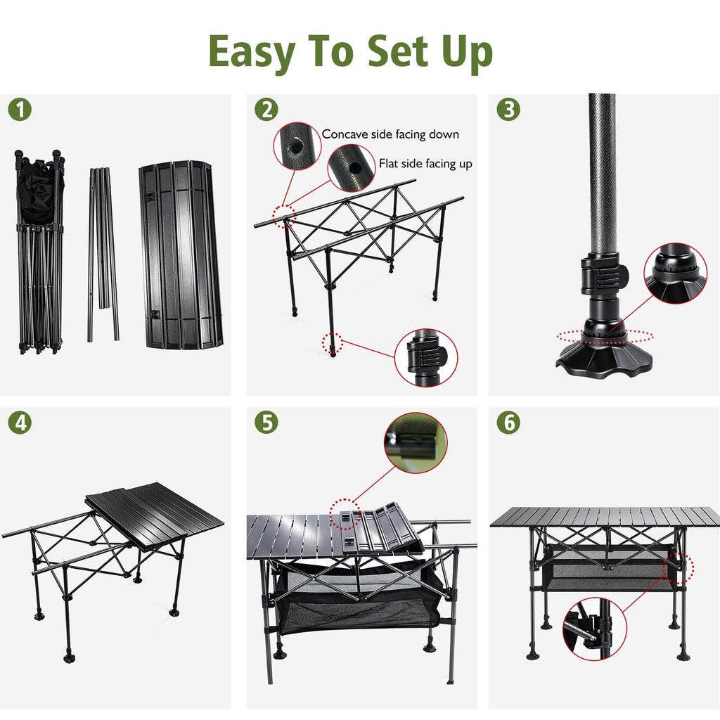 Large Folding Camping Table Adjustable Height M183634