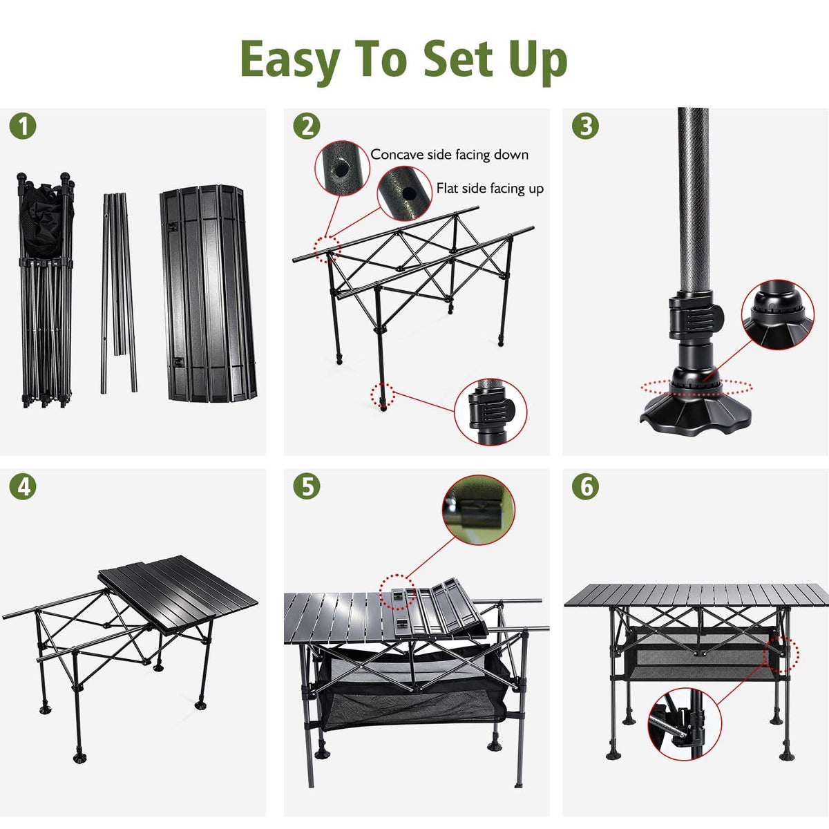 Large Folding Camping Table Adjustable Height M183634