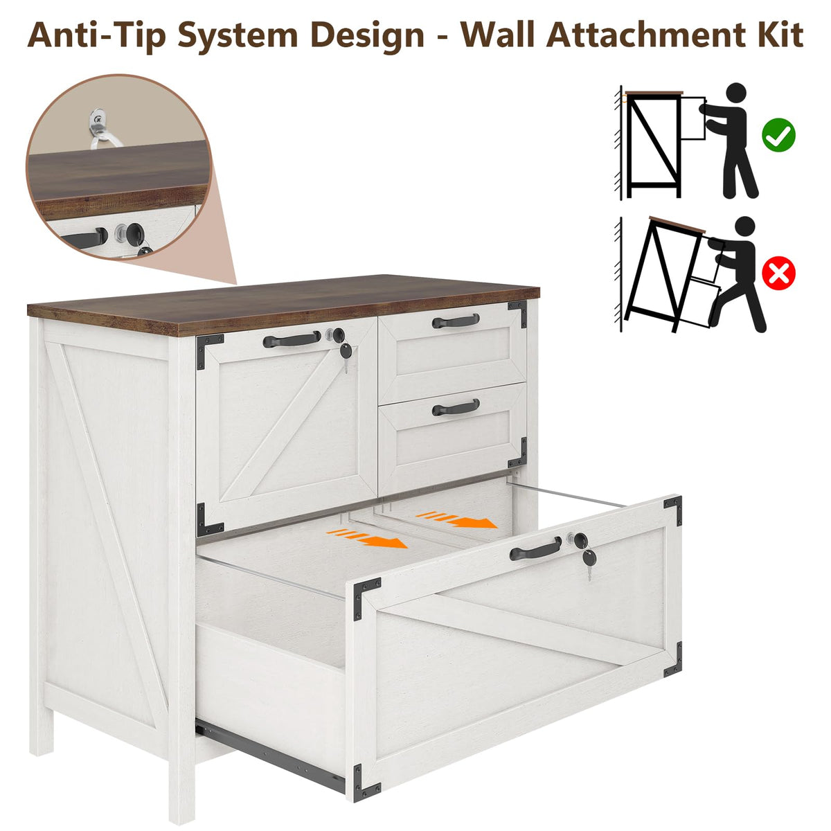 White 4 Drawer File Cabinet with Lock R119837