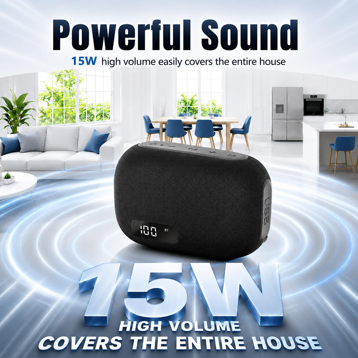 Portable IP67 Waterproof Bluetooth Speaker with Digital Battery Display P3018