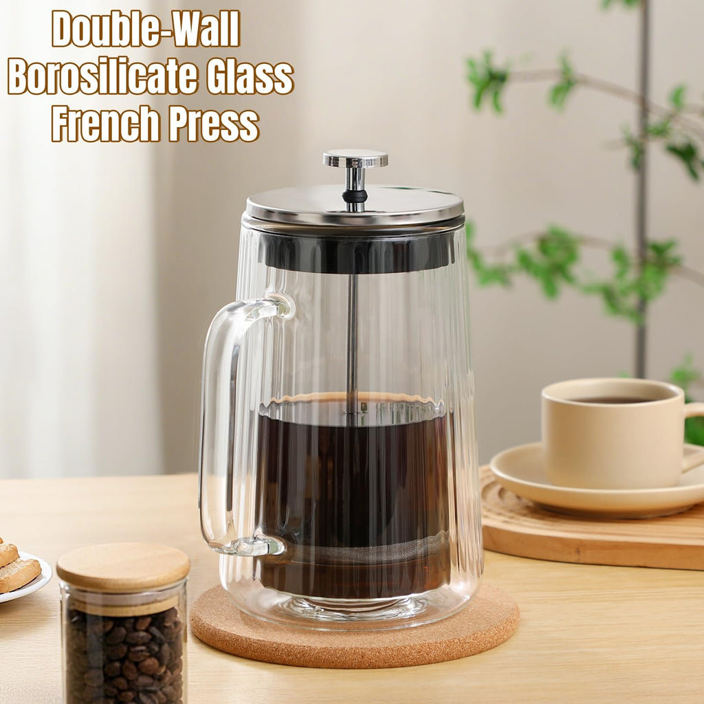 34oz Double Wall Borosilicate Glass French Press Coffee Maker A347