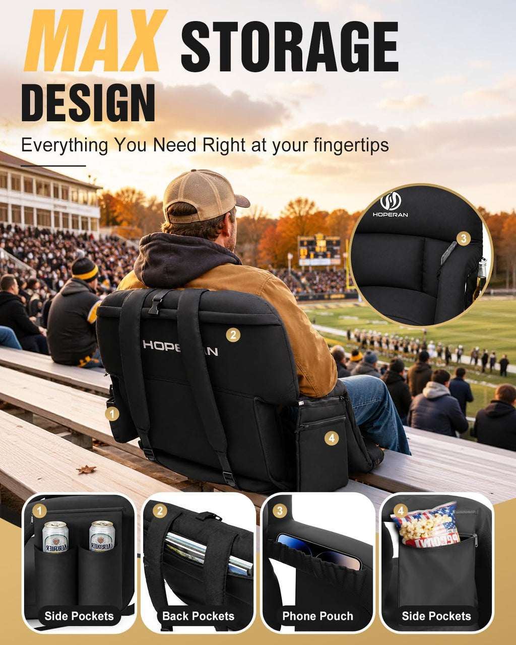25" Extra Thick Stadium Seats for Bleachers, 2-Pack V49718