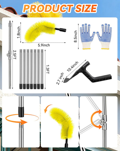 13FT Adjustable Gutter Cleaning Tool Kit with Brush Head Z72090