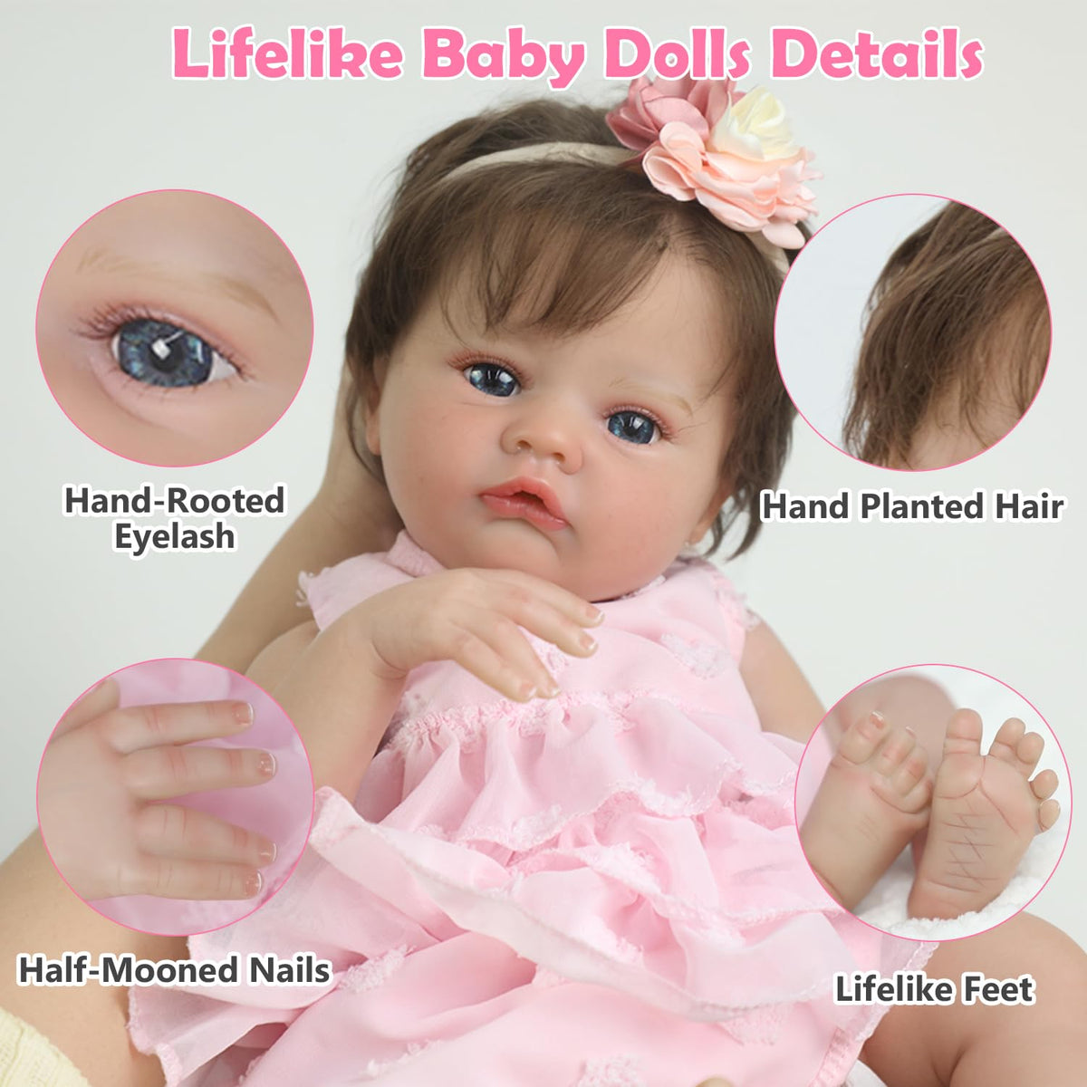 20 Inch Lifelike Reborn Baby Doll Girl with Soft Weighted Body M266228