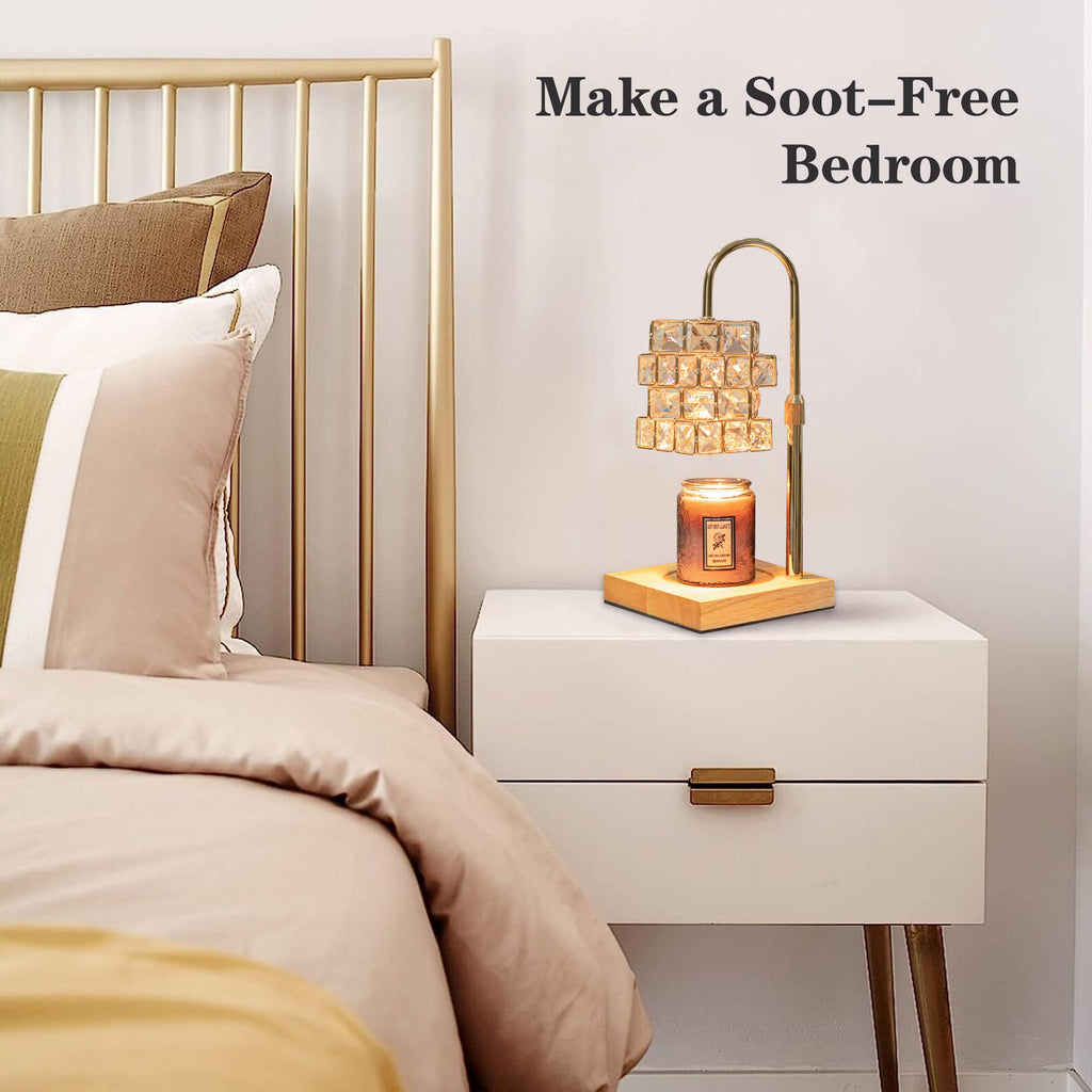 Candle Warmer Lamp with 2 Bulbs, Adjustable Dimmable Amber Glass G82436