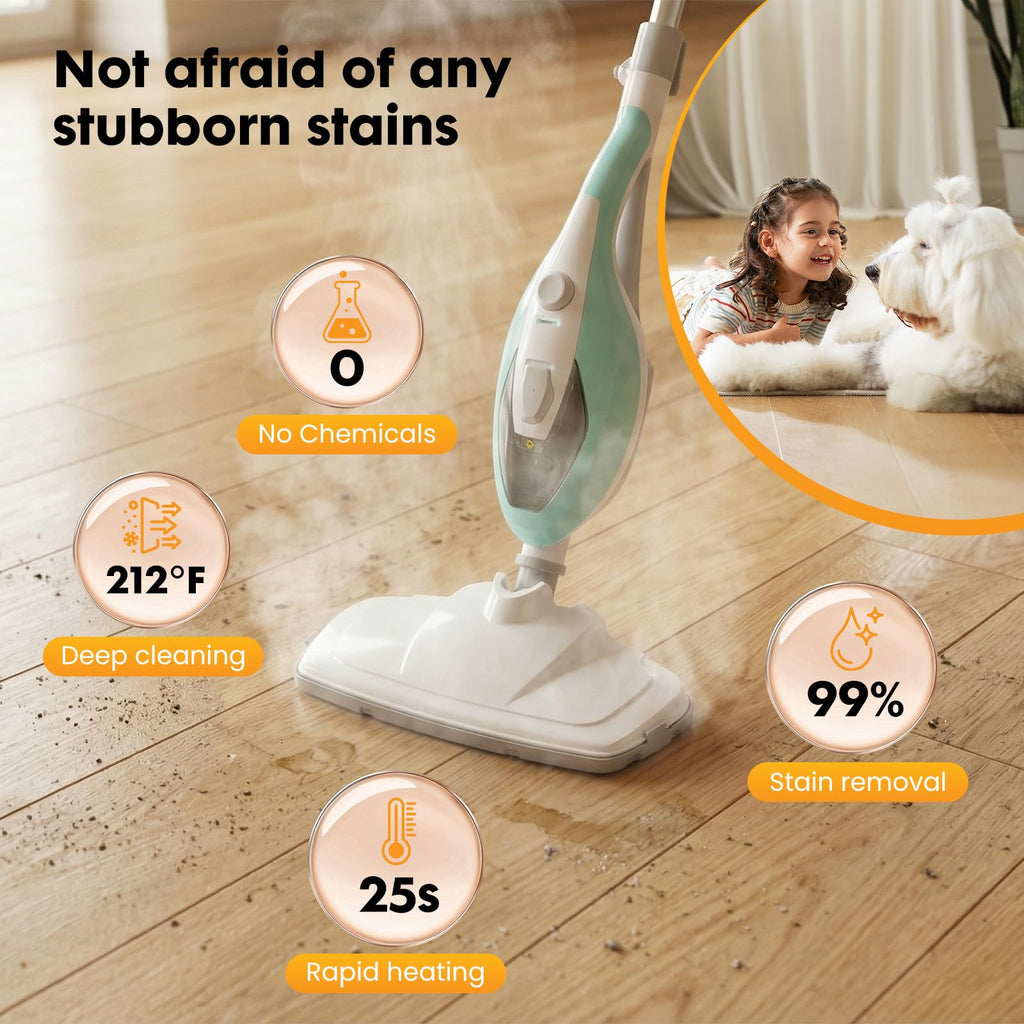 14-in-1 Steam Mop Detachable Handheld Steam Cleaner with 2 Washable Pads U140318