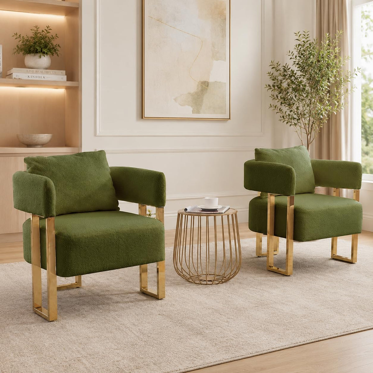 Green Teddy Accent Chair Set of 2 Upholstered Arm Chair O83944