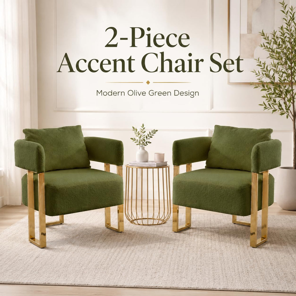 Green Teddy Accent Chair Set of 2 Upholstered Arm Chair O83944