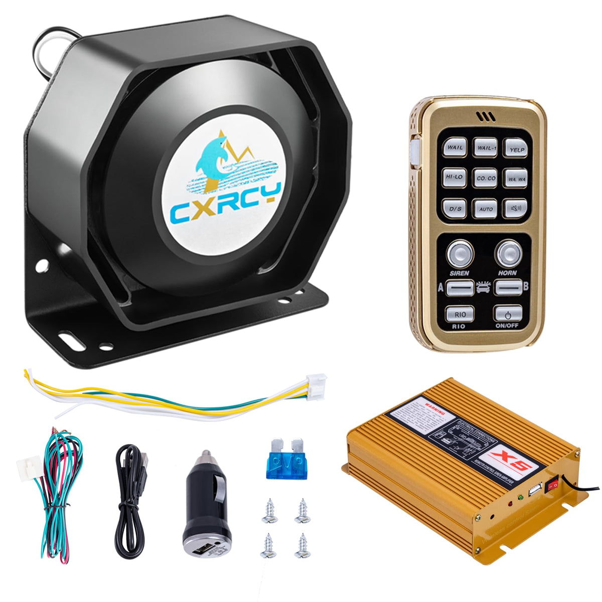 12V 200W Police Siren PA System with Wireless Mic N46472