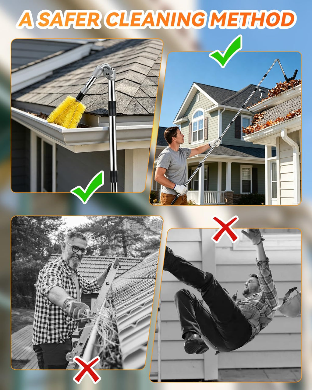 13FT Adjustable Gutter Cleaning Tool Kit with Brush Head Z72090
