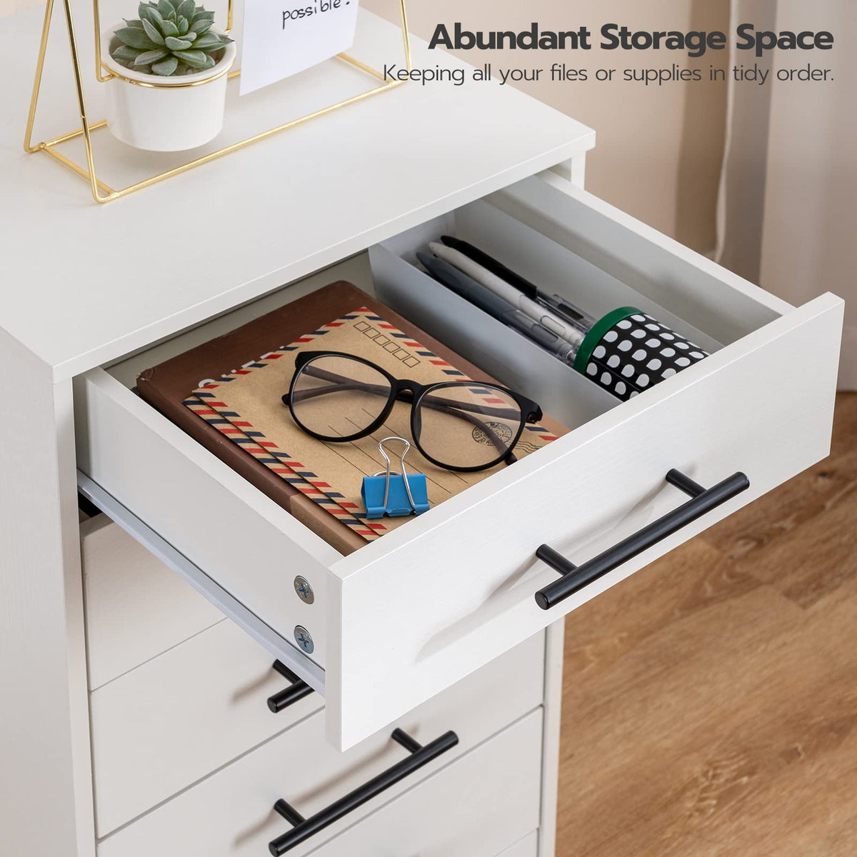 White 7 Drawer Wood File Cabinet Q8848
