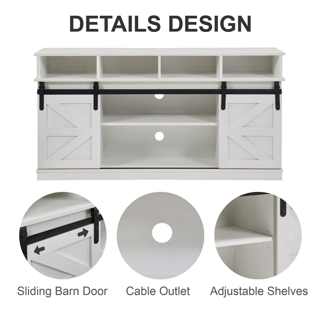 White Wood TV Stand with Adjustable Shelves J918597