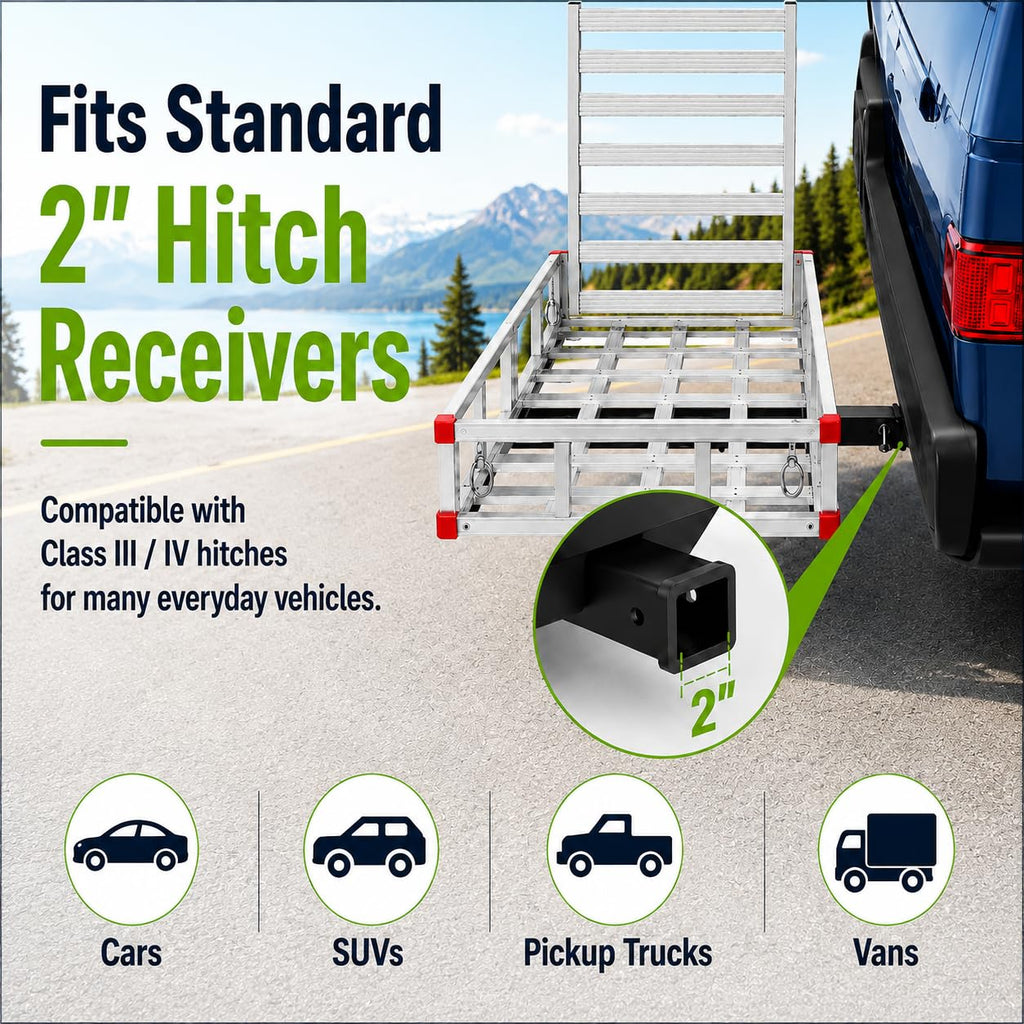 Aluminum Hitch Cargo Carrier with Ramp R560349