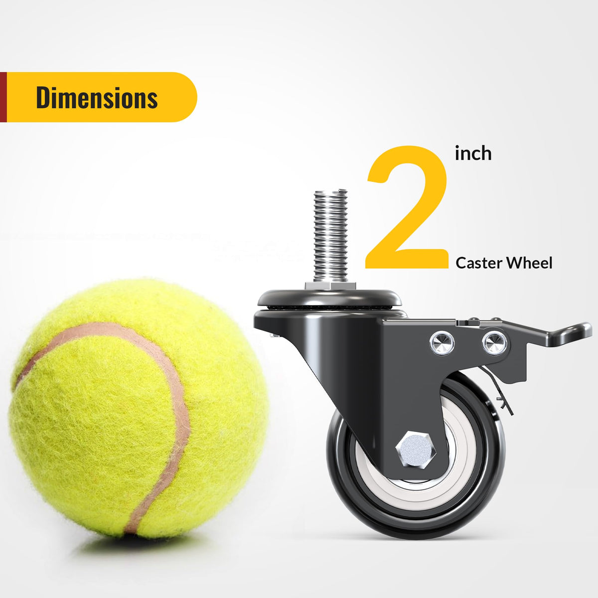 2 inch Total Locking Stem Caster Wheels Set of 4 Black W9874
