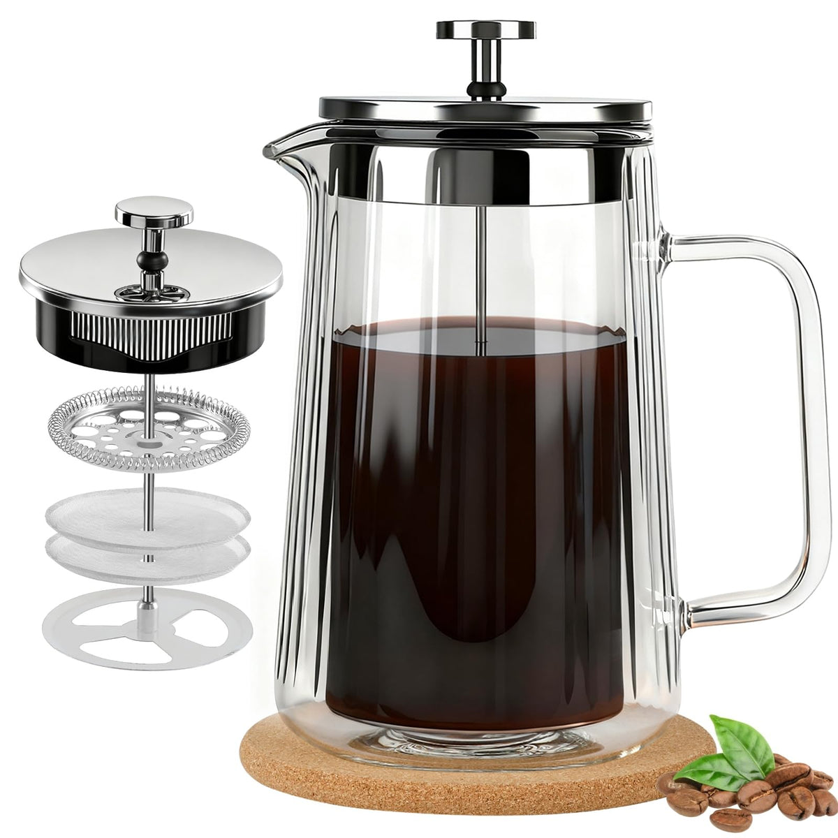 34oz Double Wall Borosilicate Glass French Press Coffee Maker A347