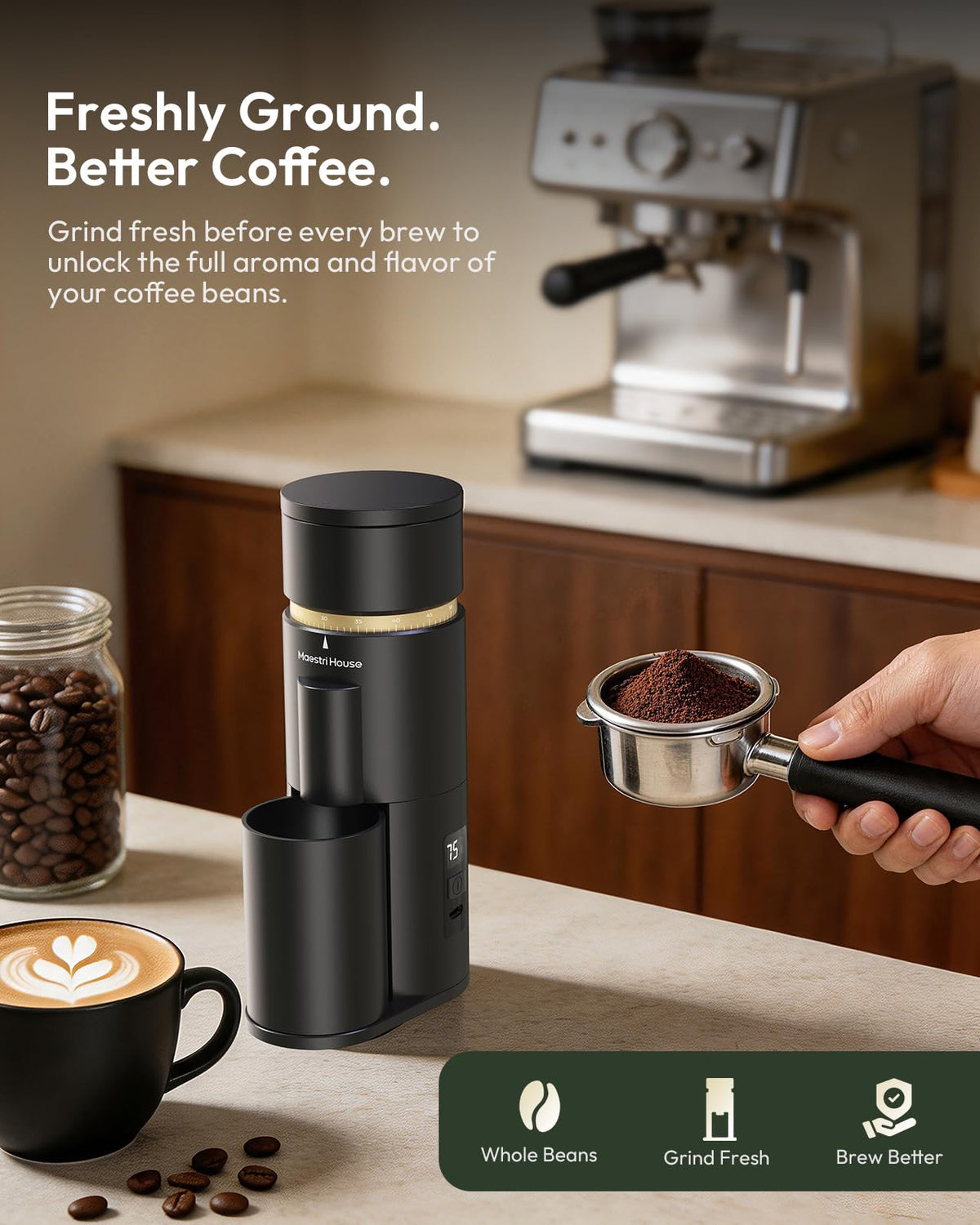 Rechargeable Single-Dose Burr Coffee Grinder O930