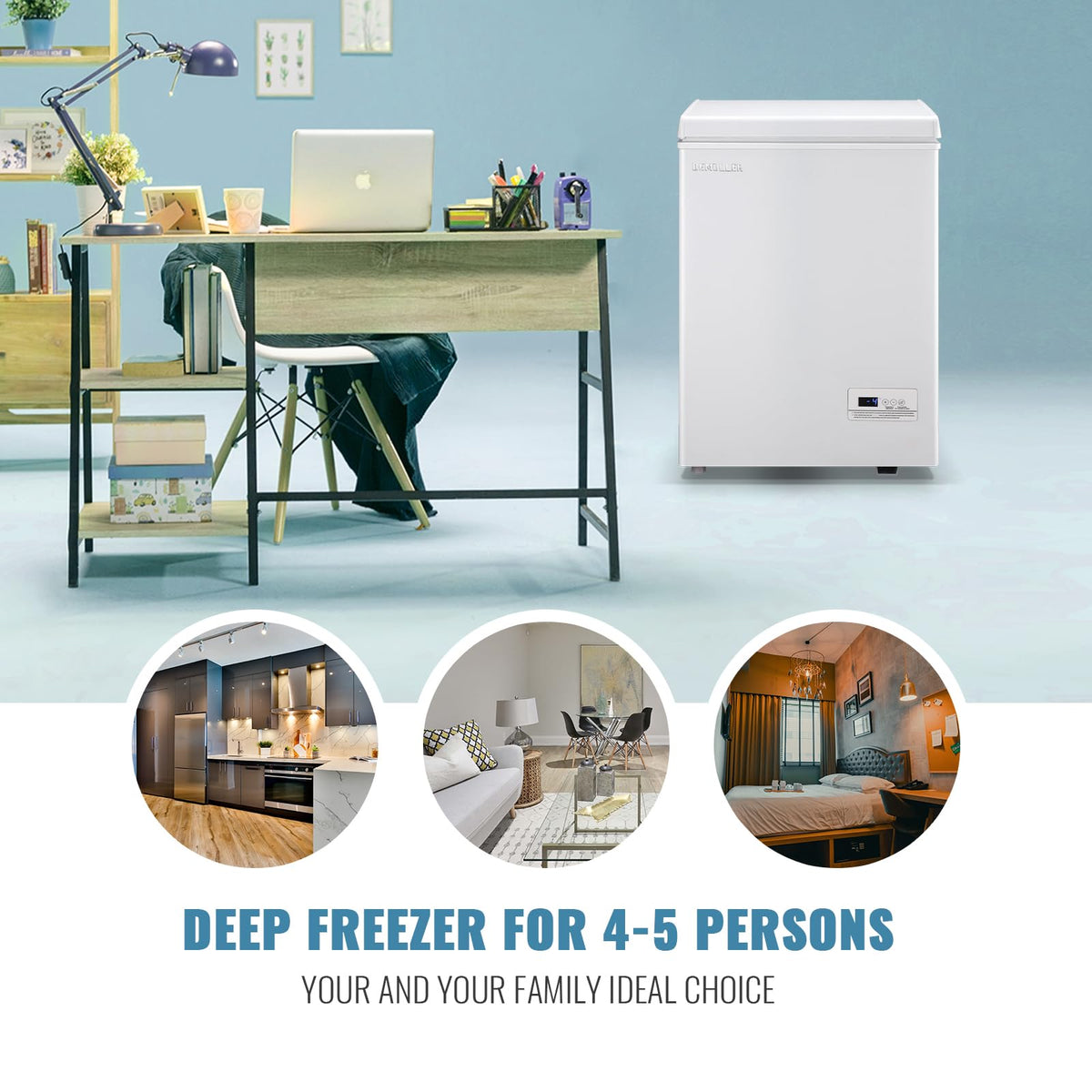 White Compact Chest Freezer with 2 Removable Baskets J67964