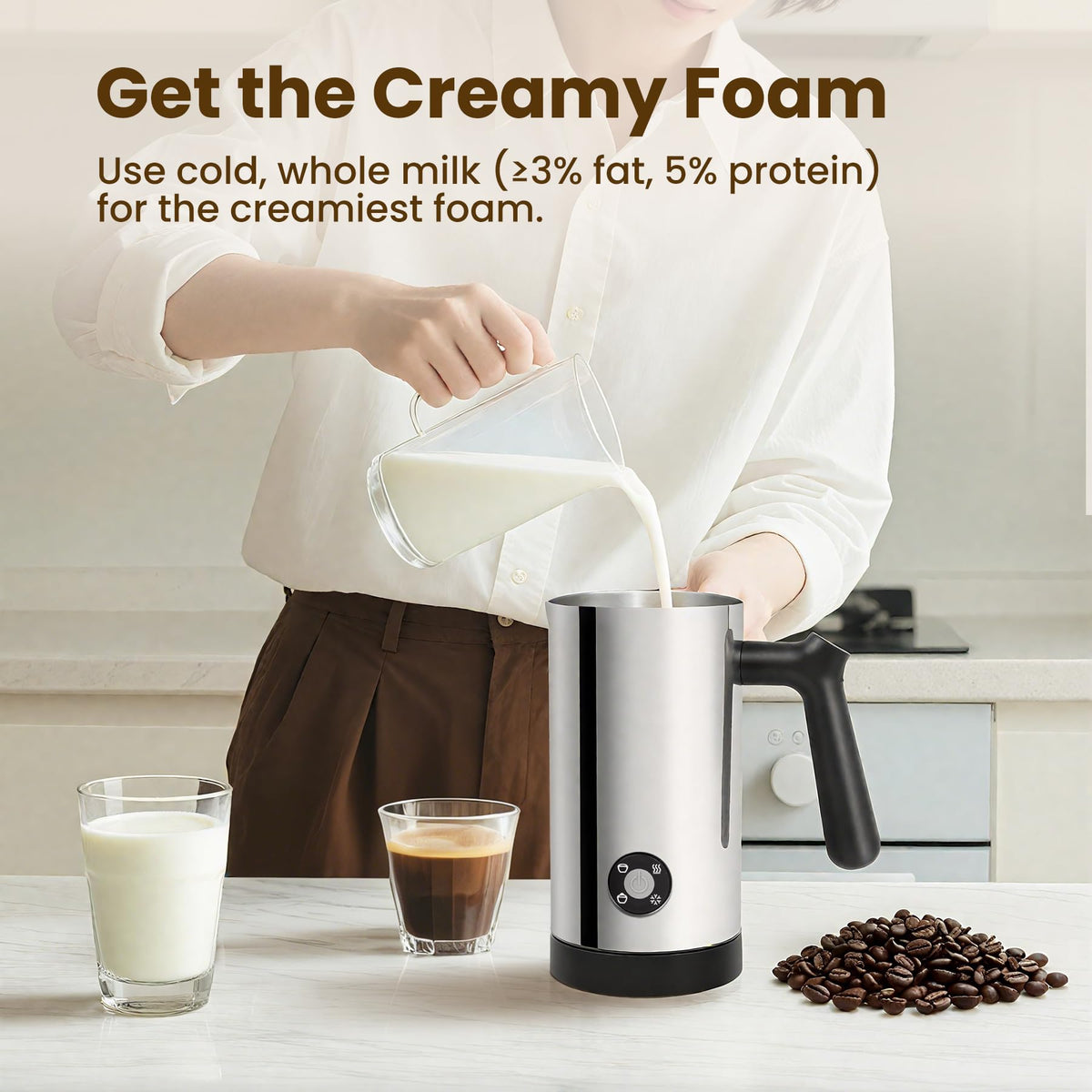 Electric Milk Frother 4-in-1 Foam Maker 10.6 oz C885522