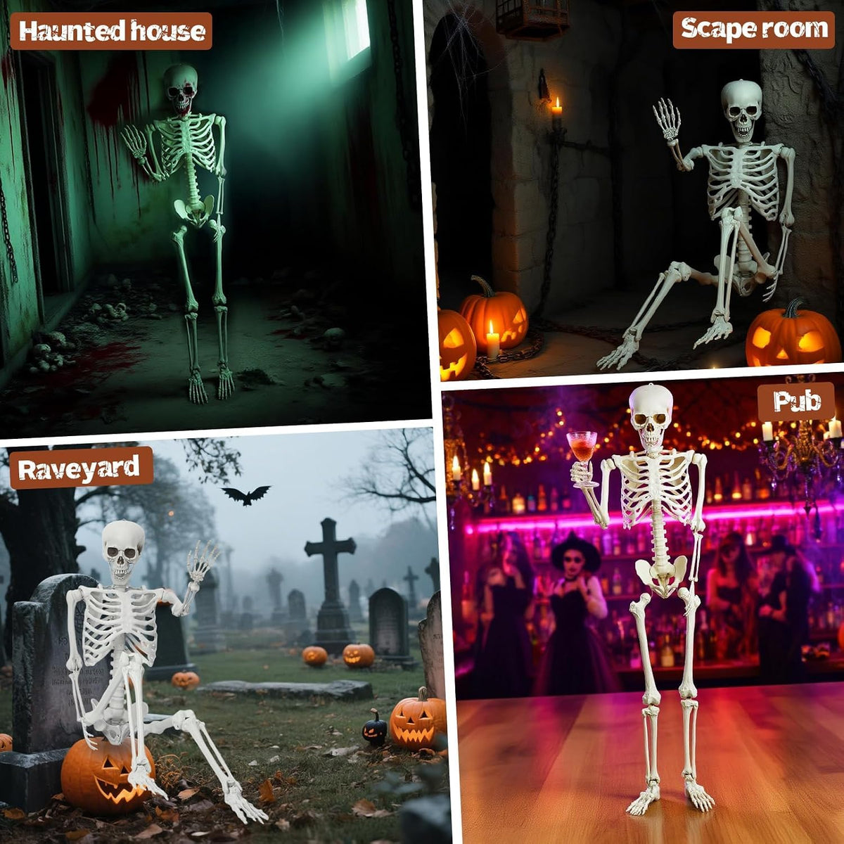 5.4 Ft White Skeleton with Movable Joints Z408