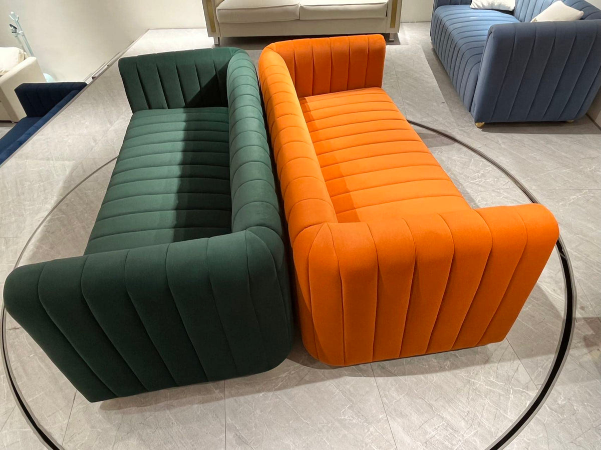 Orange Velvet 80 Inch 3 Seat Sofa B191