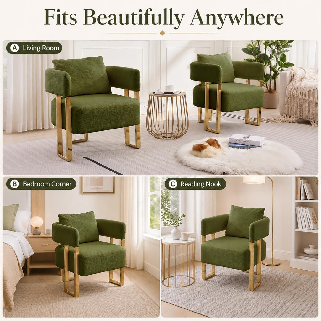 Green Teddy Accent Chair Set of 2 Upholstered Arm Chair O83944