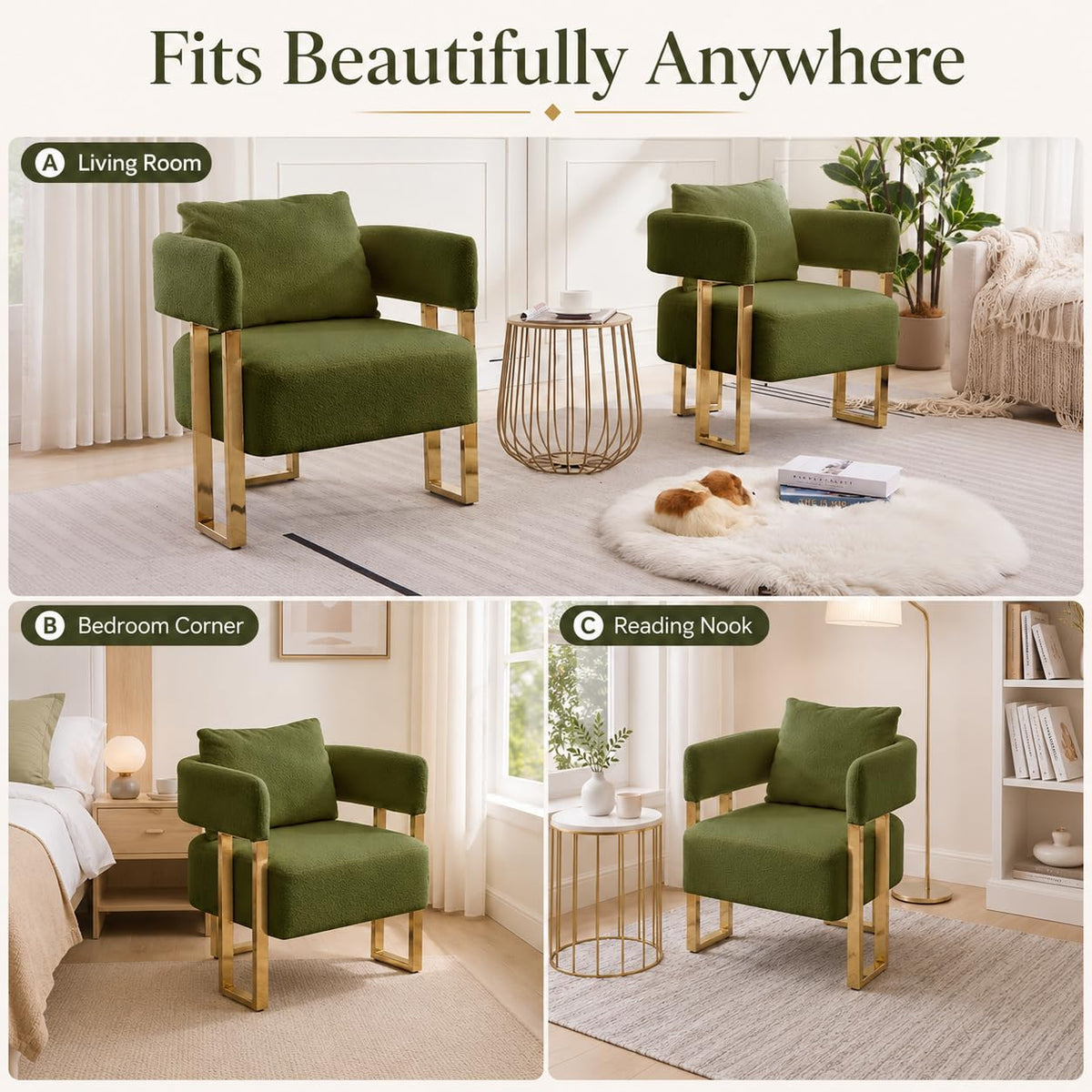 Green Teddy Accent Chair Set of 2 Upholstered Arm Chair O83944