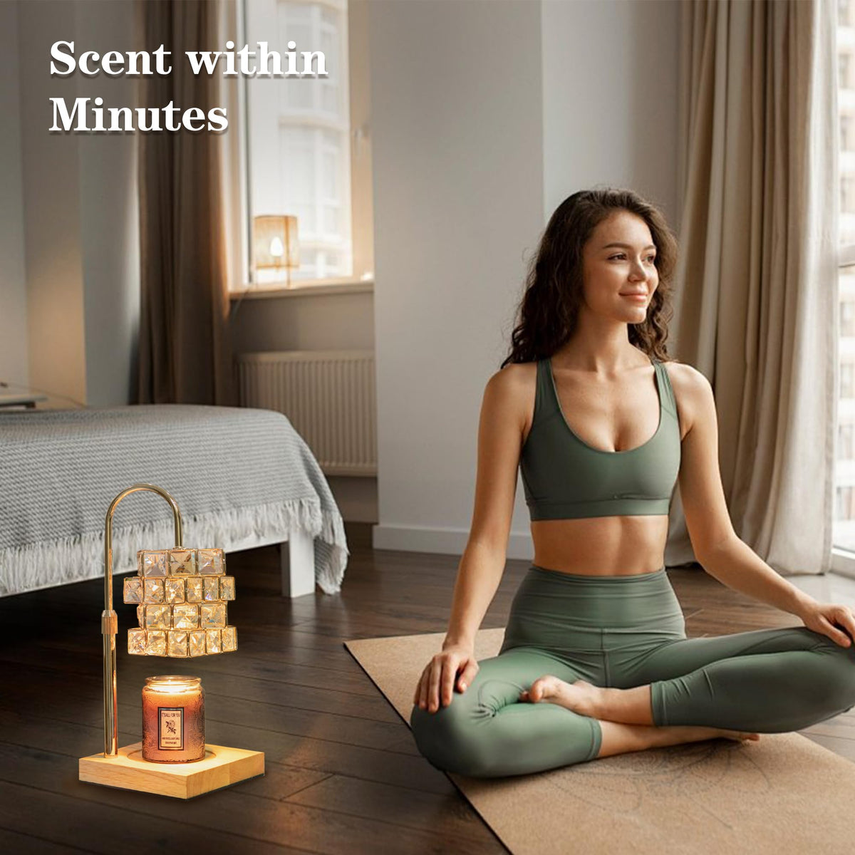 Candle Warmer Lamp with 2 Bulbs, Adjustable Dimmable Amber Glass G82436