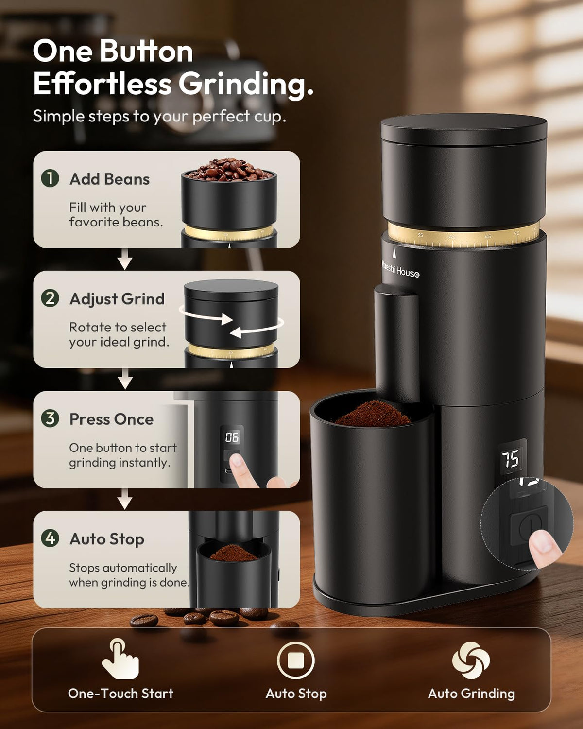 Rechargeable Single-Dose Burr Coffee Grinder O930
