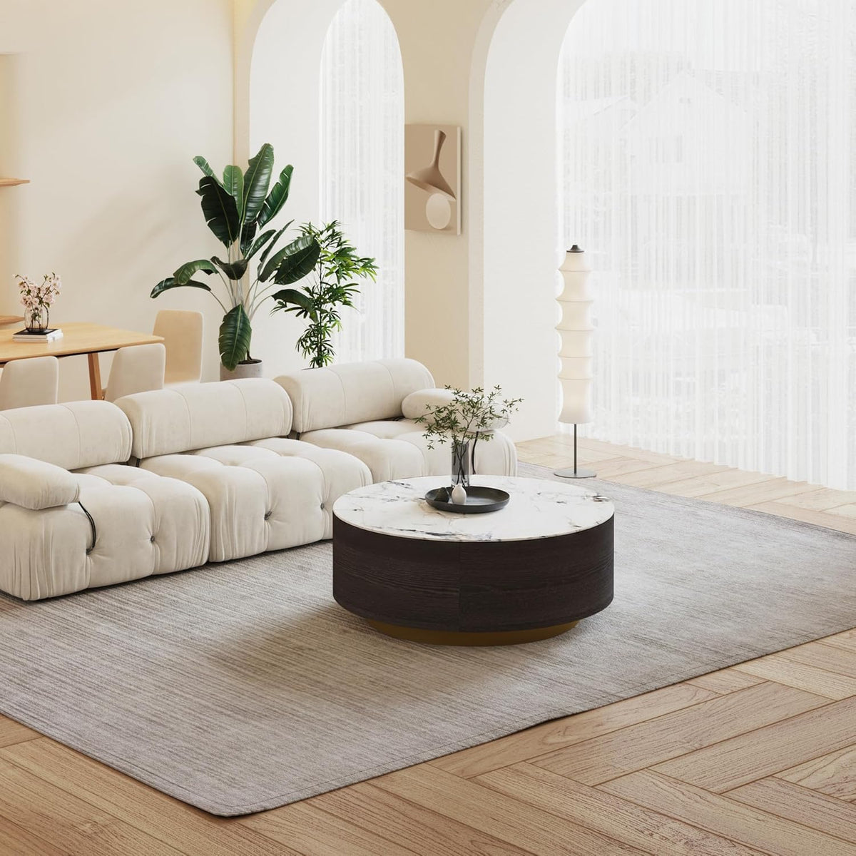 Round Coffee Table with 2 Drawers U647