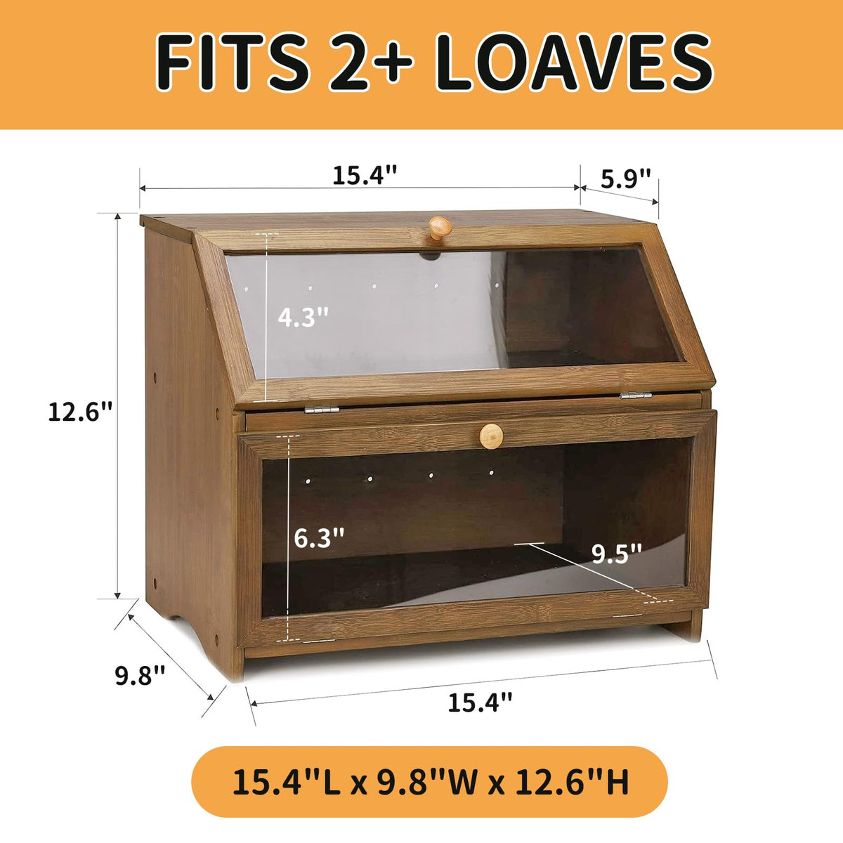 Double Layer Wooden Bread Box R604159