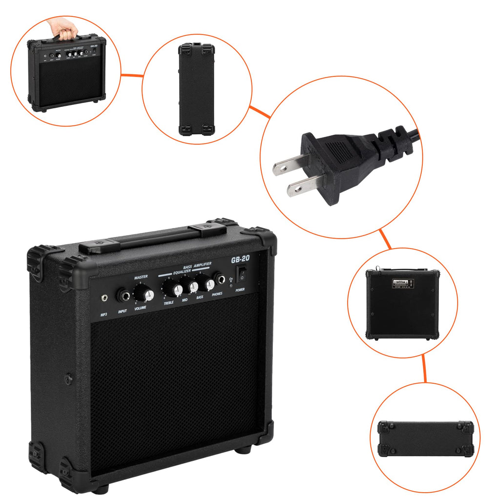 Full Size Flame Design Electric Bass Guitar Kit N116833