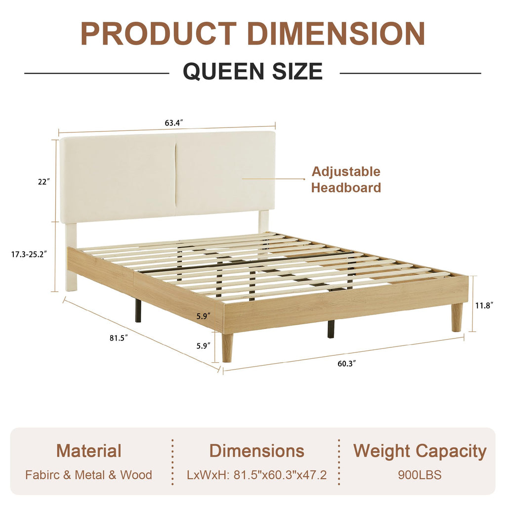 Queen Size Upholstered Platform Bed Frame with Headboard C29613