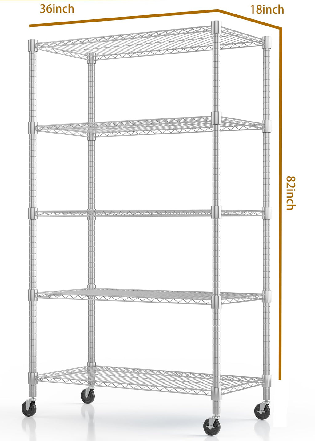 5-Tier Adjustable Steel Wire Shelving with Wheels J9486