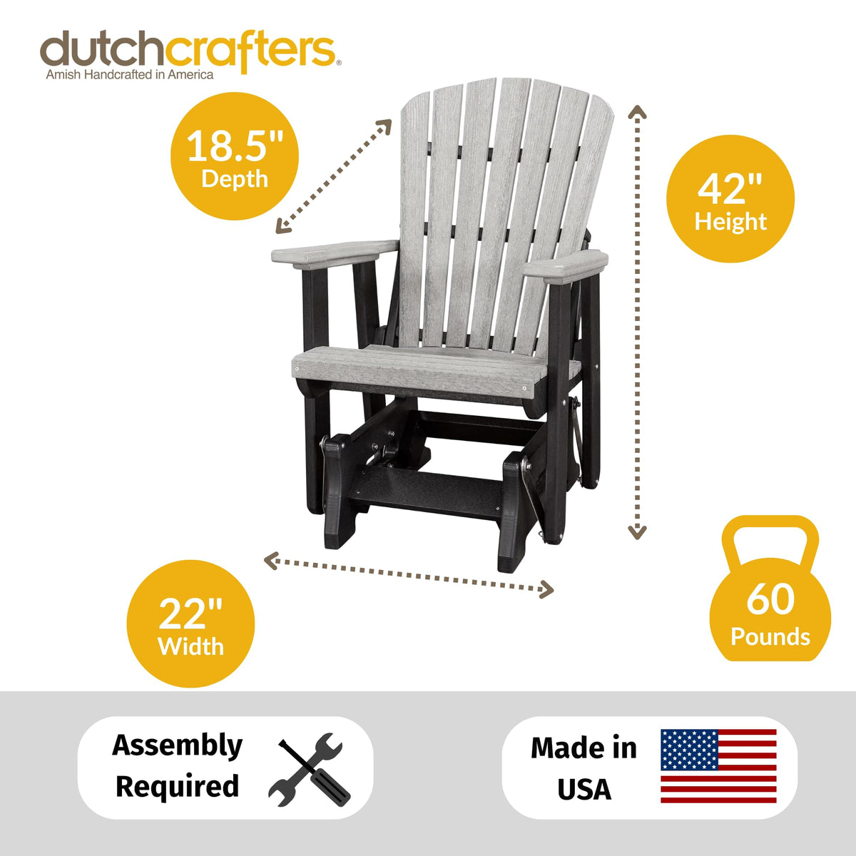 Tudor Brown Cedar Poly Adirondack Glider Outdoor Chair M748612