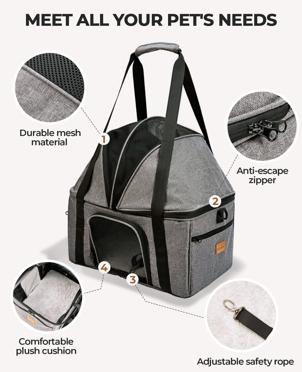 Top-Expandable Cat Carrier with Semi-Open Canopy M5510