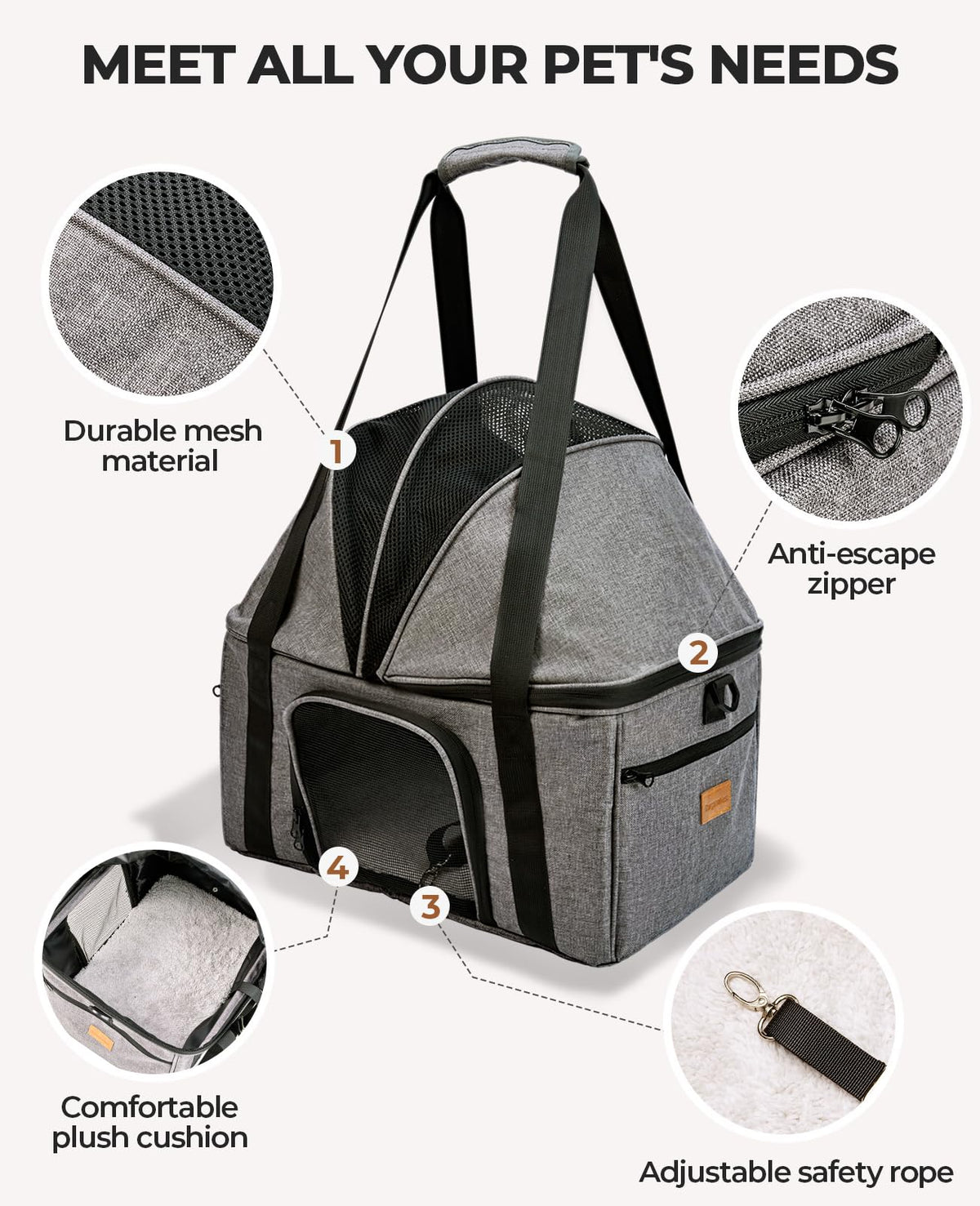 Top-Expandable Cat Carrier with Semi-Open Canopy M5510